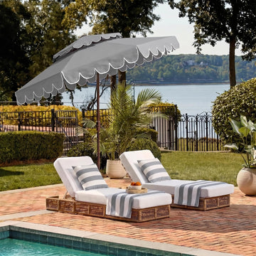 9ft Round Double-Top Patio Umbrella with Crank Lift & UV Protection - Gray