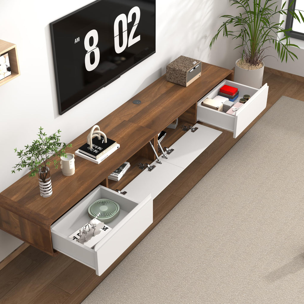78.7" Minimalist Floating TV Stand for TVs up to 85 Inches, Modern Wall Mounted Media Console with 2 Drawers