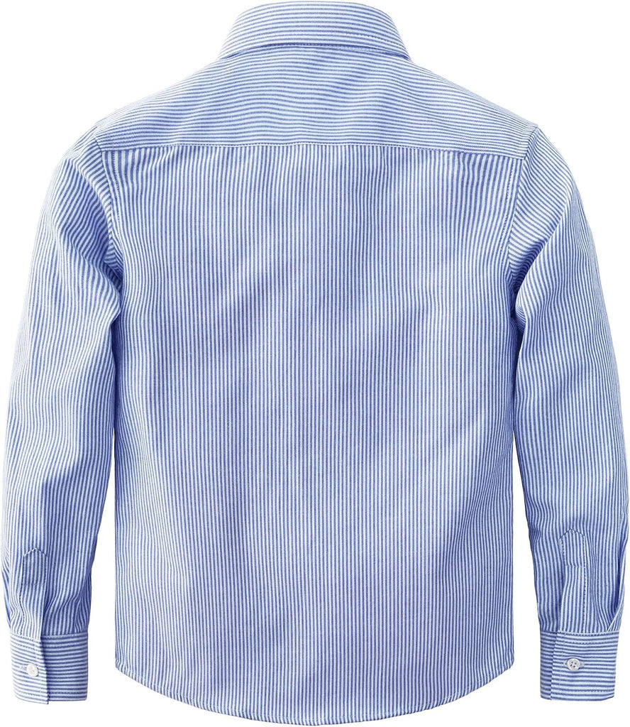 Boys Oxford Dress Shirts Striped Button Down Shirt Long Sleeve