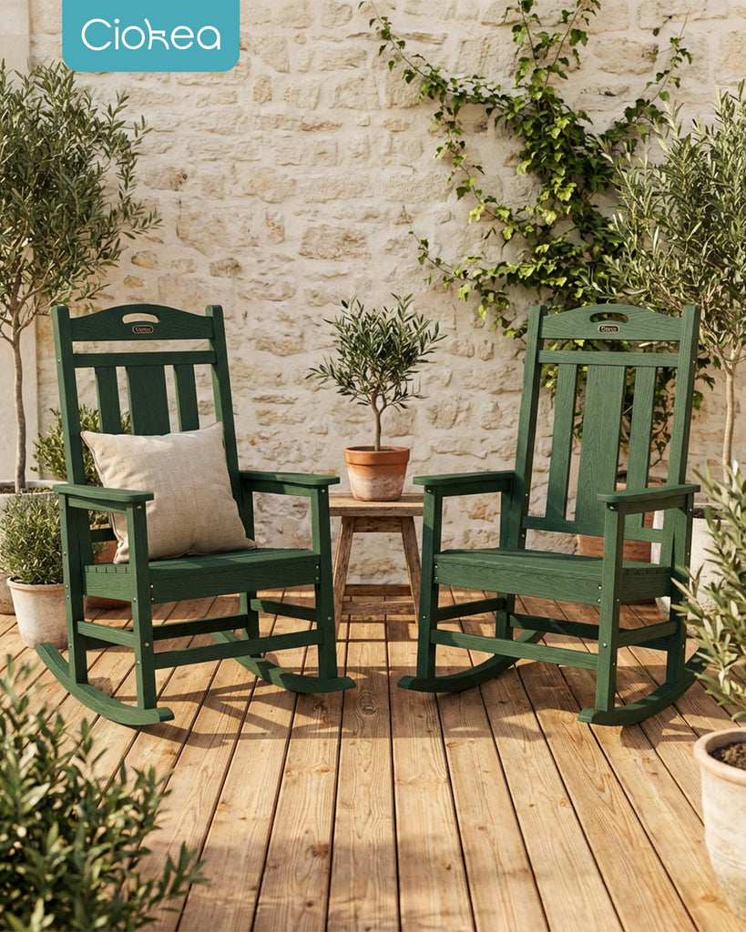 Oversized Outdoor Rocking Chairs Set of 8, 380lbs Heavy-Duty Large Patio Rocker, High Back Cozy Porch Chairs, Weather
