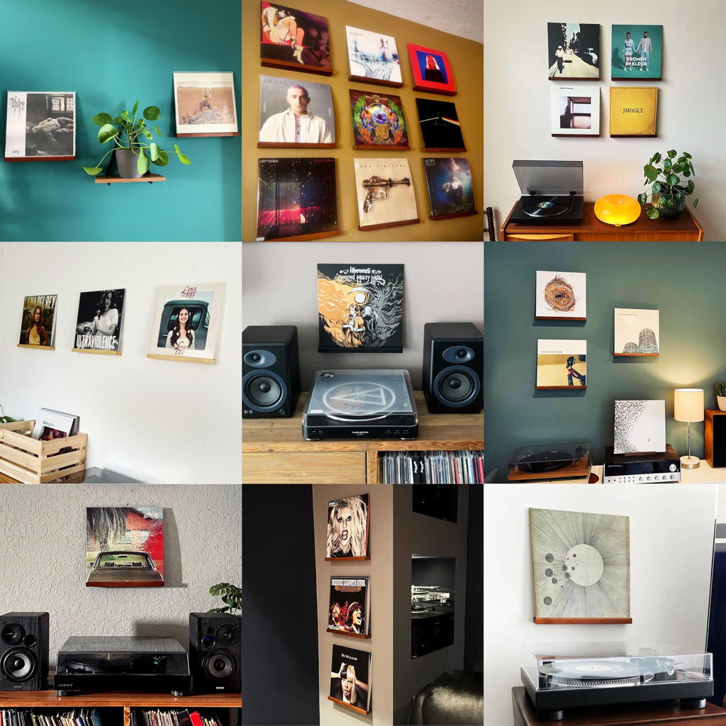 Vinyl Record Wall Mount - 3 Elegant Display Ledges Made from Solid Wood - These Vinyl Record Shelf Will Hold Records