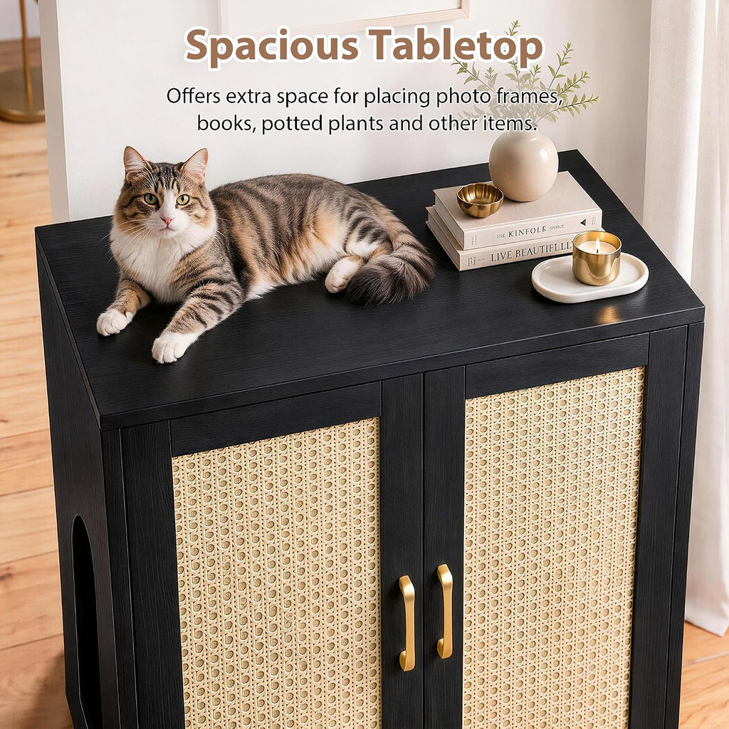 Cat Litter Box Enclosure Furniture-Hidden Storage