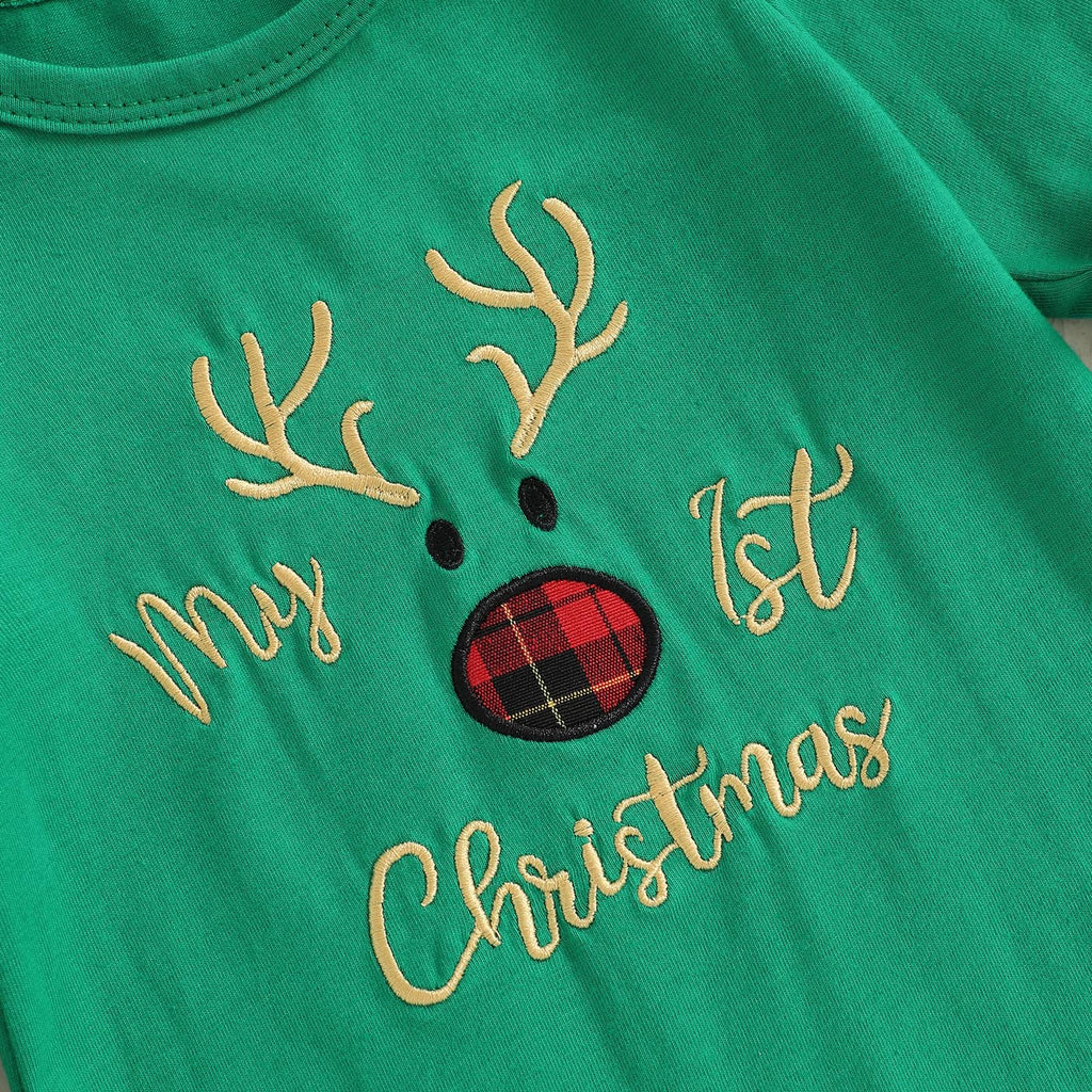 My First Christmas Baby Girl Outfit Santa Long Sleeve Romper Jumpsuit Onesie Christmas Newborn Girl Outfits Clothes