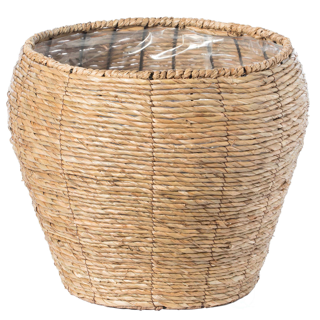Vintiquewise Woven Round Flower Pot Planter Basket with Leak-Proof Plastic Lining - Large