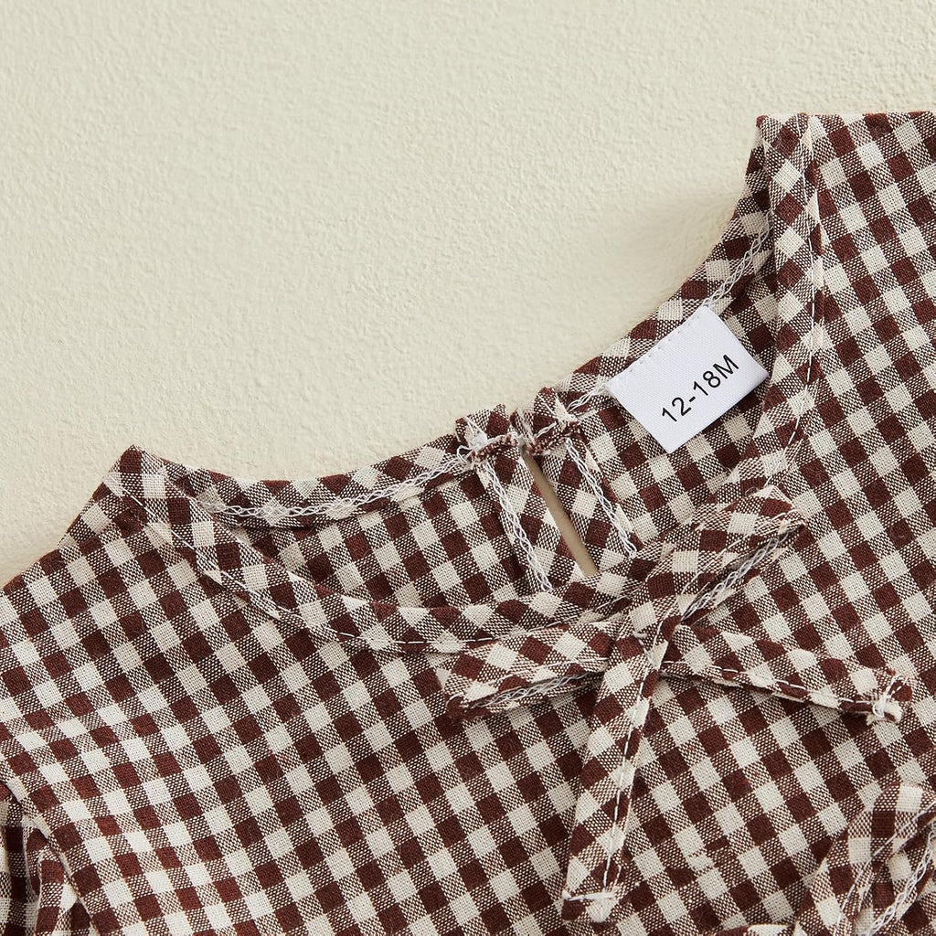 Toddler Girl Clothes Gingham Ruffle Dresses Shirt Pants Set
