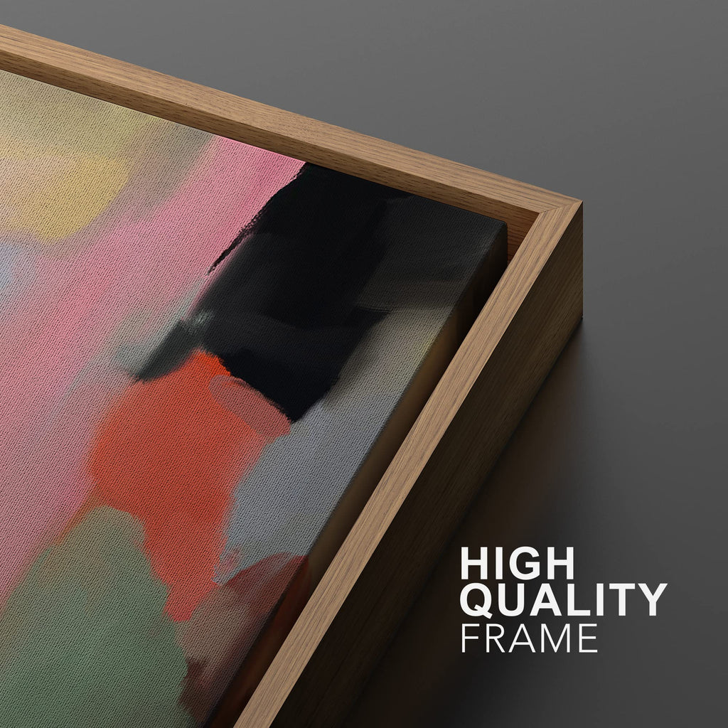 Framed Canvas Print Wall Art Pink Geometric Paint Strokes Abstract Shapes Illustrations Minimalism Decorative