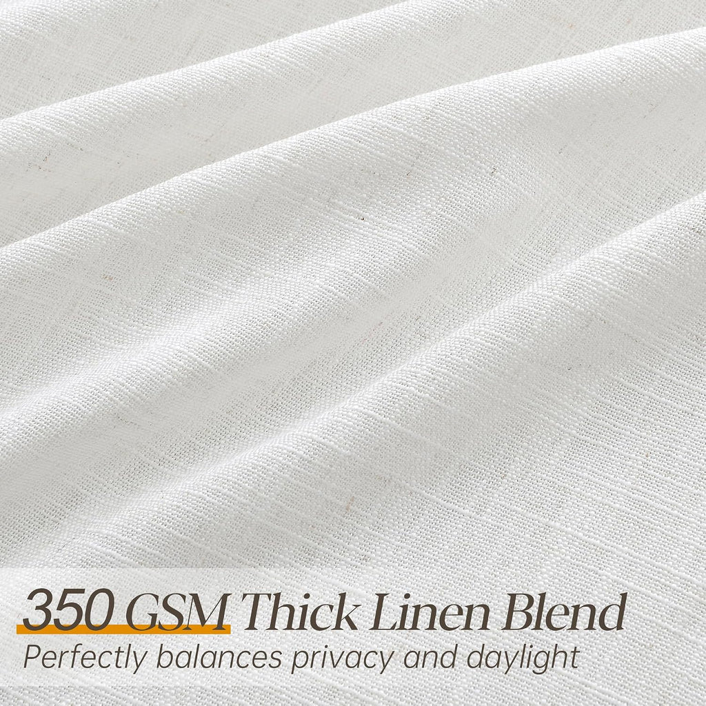 Natural Linen Curtains 2 Panels Neutral Textured Pinch Pleated Curtains Ivory Cream Beige Light