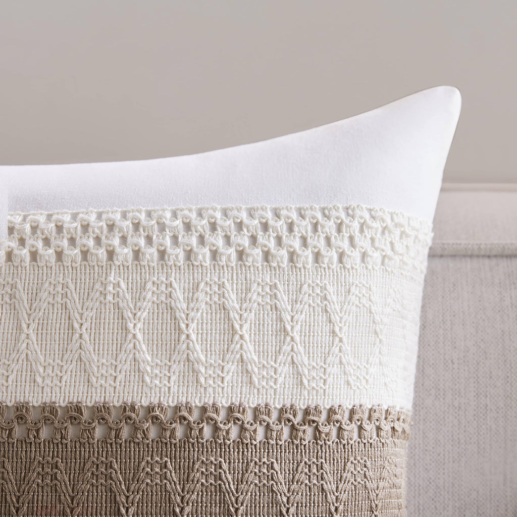 2pk Boho Pillow Covers 20x20, Natural White/Contrast/Cocoa Brown