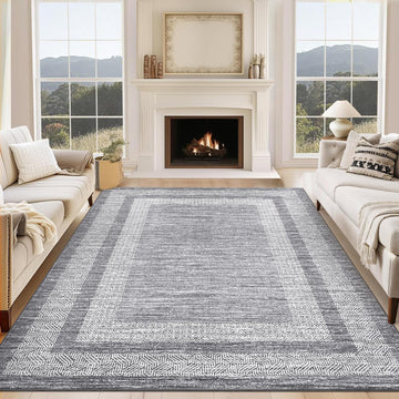 Area Rug 5x7 Distressed Bordered Washable Non Slip Floor Carpet