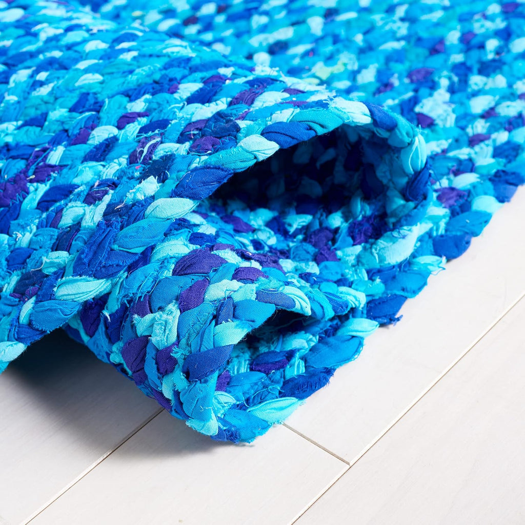 Braided Cotton Oval Rug 3'x5', Farmhouse Turquoise BRD452K