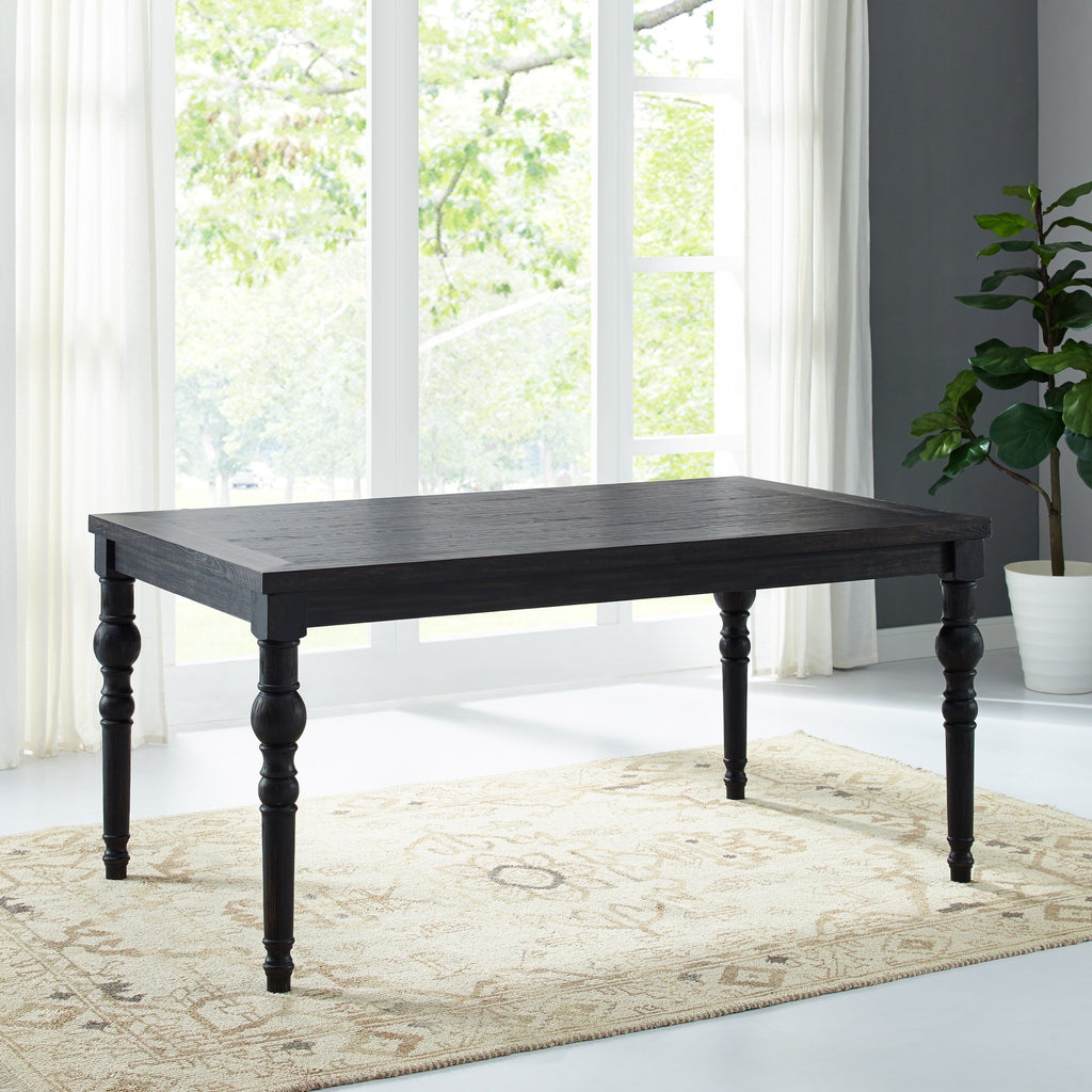 Leviton Urban Style Dark Washed Wood Dining Set: Table, 4 Chairs and Bench, Blue