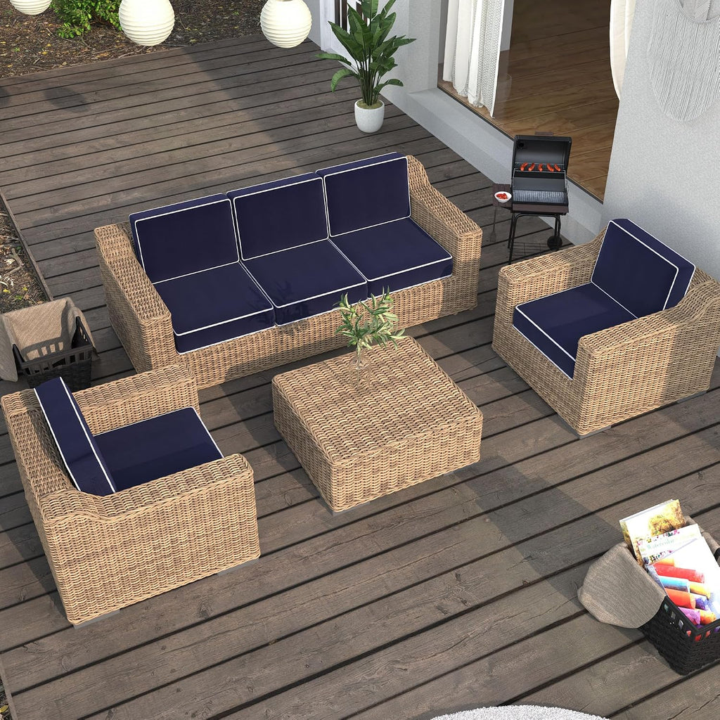 5" Thicker Outdoor Chair Cushions 2 Sets 24" *24" Waterproof Patio Chair Cushions for Outdoor Furniture w/Removable