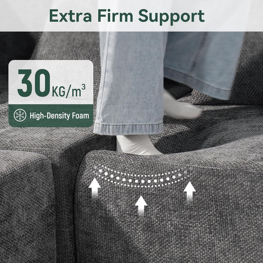 Modular Sectional Cloud Couch - 130'' 6 Seater Convertible Chenille Couches Set with Ottoman, No Assembly Compression