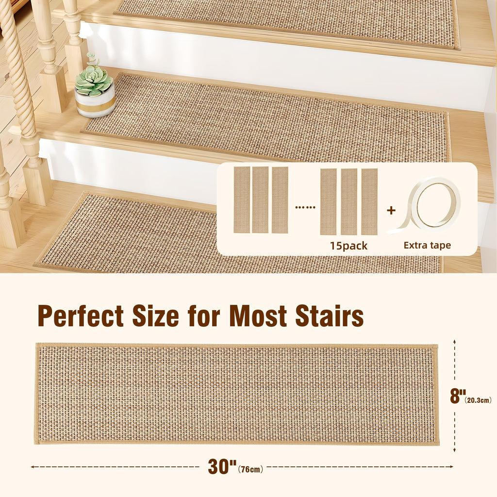 Chenille Non Slip 15pcs Stair Runner for Wooden Steps Rubber Backing Stairs Carpet Treads Indoor Staircase Covers Mat