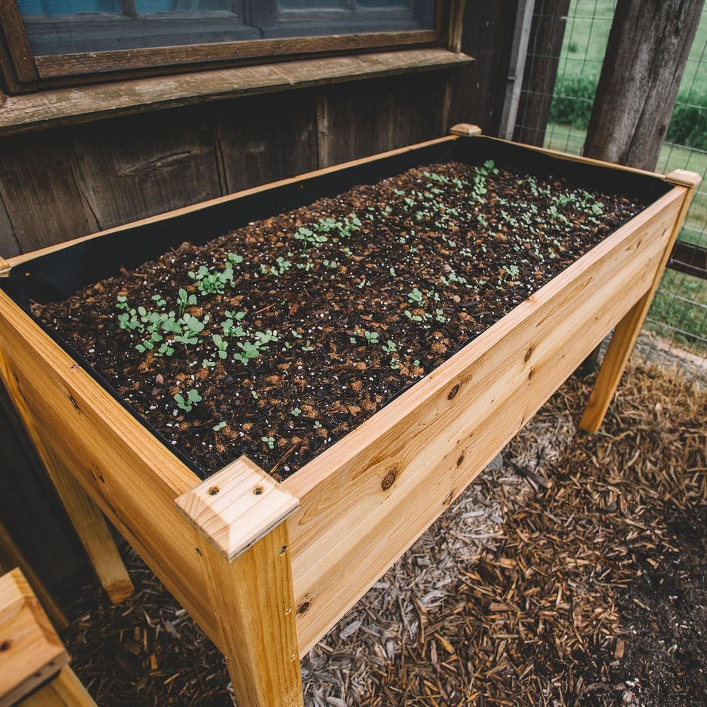 Expressions Wooden Raised Garden Bed | 48" x 24" x 30" Elevated Planter Box with Included Bed Liner | Outdoor
