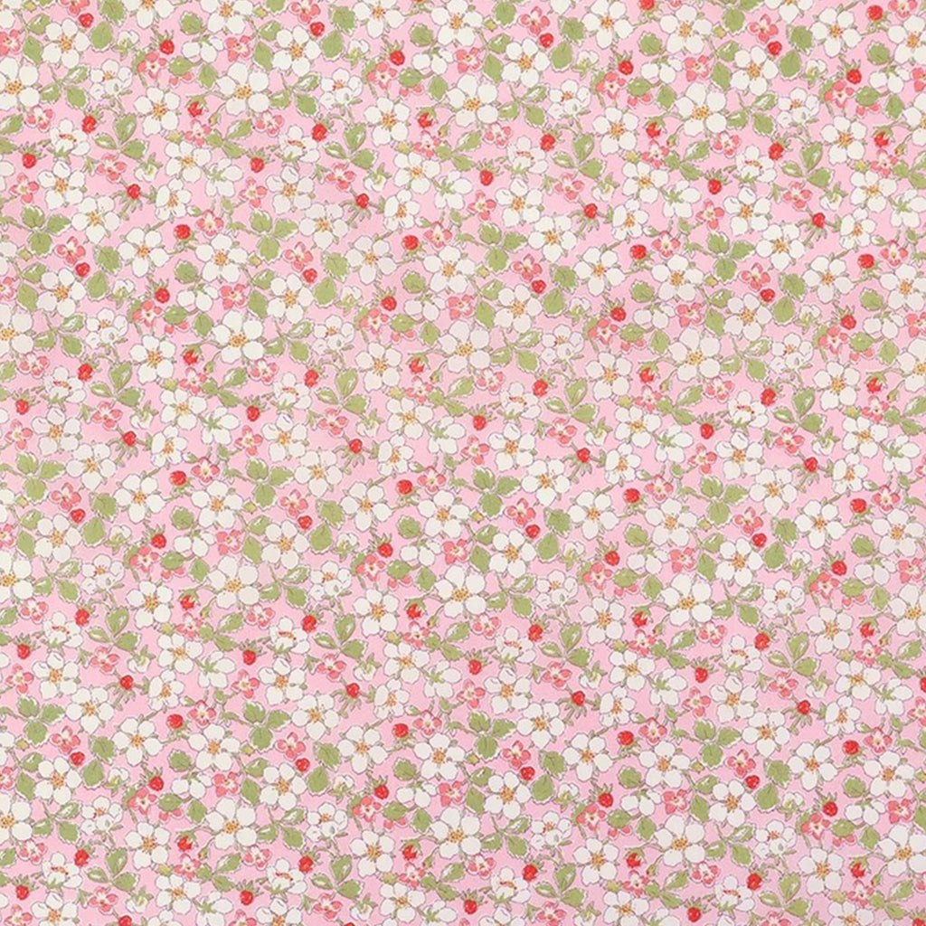 Strawberry & Floral Print Cotton Fabric Cut by The Yard for Quilting, Sewing, Bags, Crafts, Baby Dress, Holiday Party