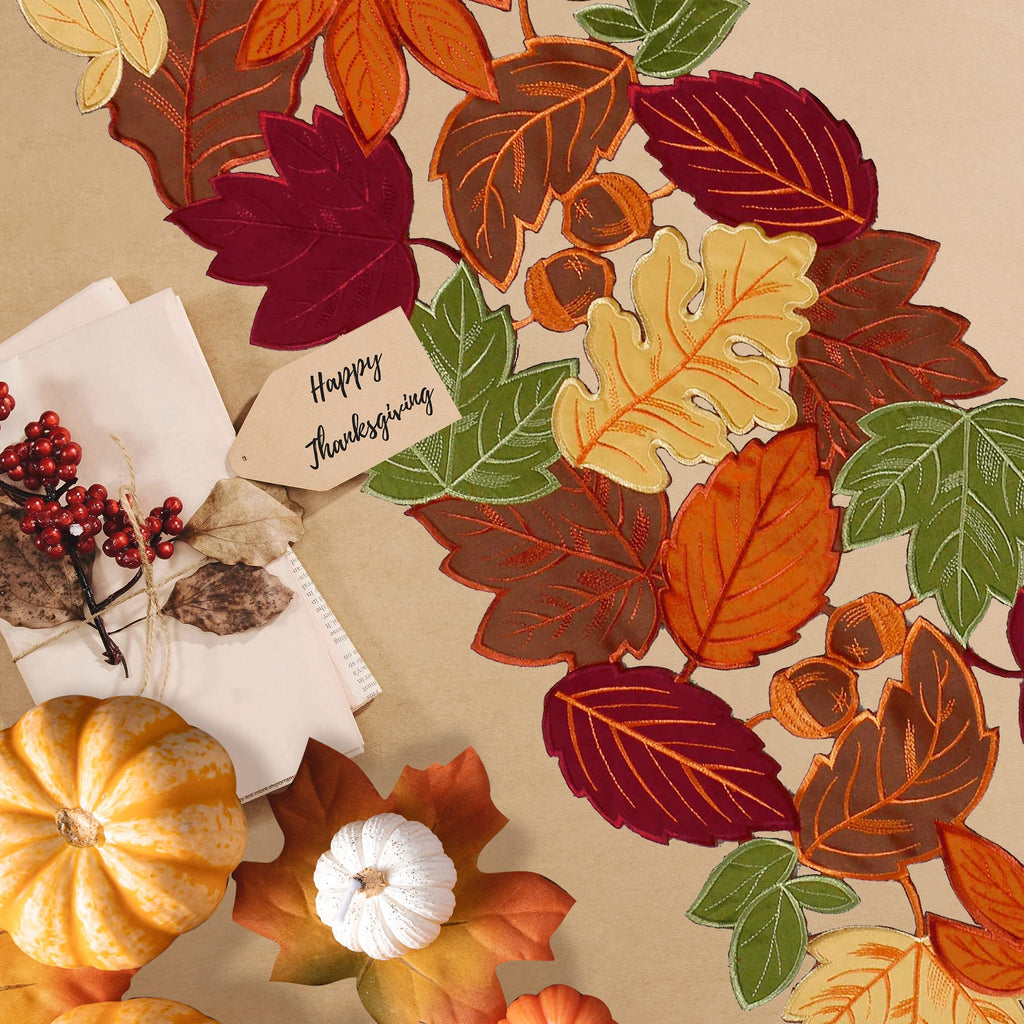 Fall Table Runner, Thanksgiving Table Runner 120 Inches Extra Long, Harvest Leaves Home Decor for Autumn Season