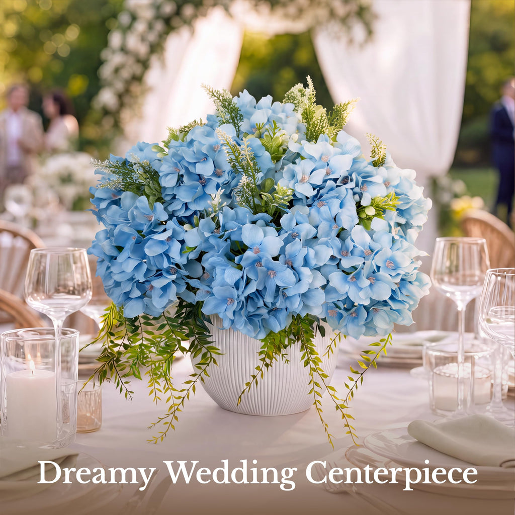 Pre-Arranged Blue Artificial with Greenery, UV Resistant