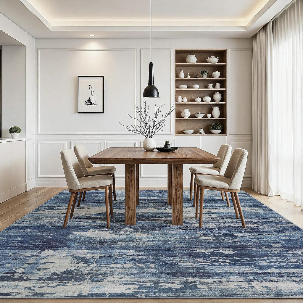 Area Rugs Blue Rug Washable Bedroom Abstract Carpet