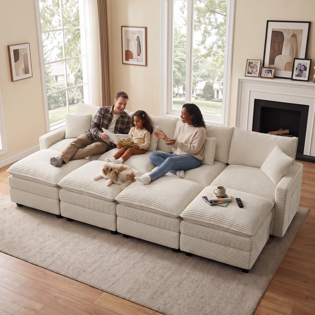 140" Modular Sectional Sofa, Deep Seat Cloud Couch Sectional