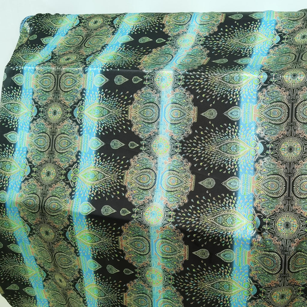 Paisley Patchwork Printed Satin Fabric Clothing Lining Sewing Material