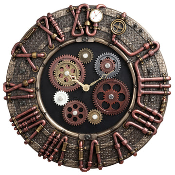 Steampunk Electricity Conduit Piping Wall Clock