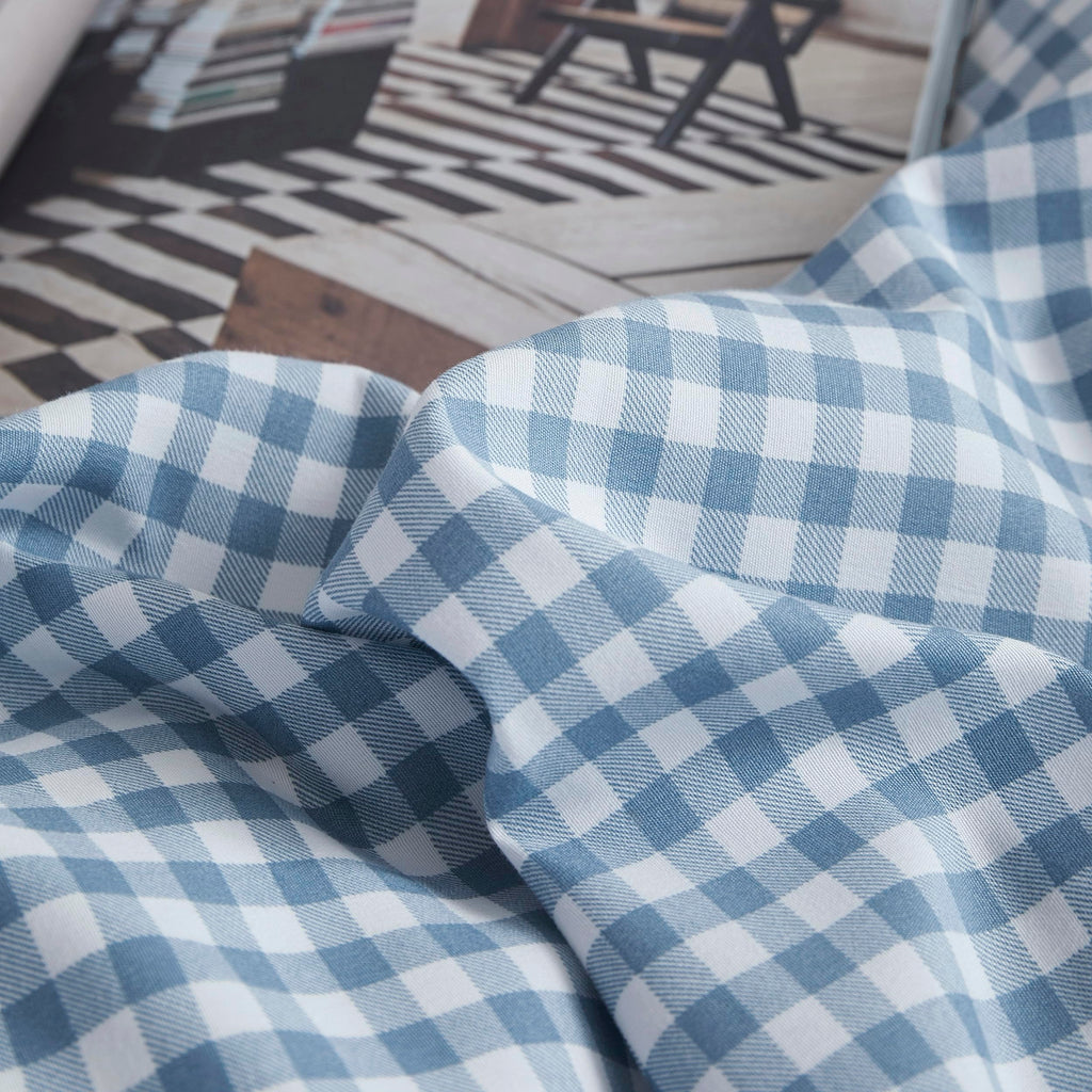 Comforter Set, Blue Gingham, Reversible, 3 Pieces