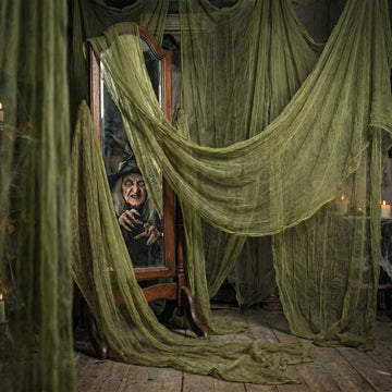 500" x 40" Halloween Dark Green Spooky Cloth, Creepy Cloth Halloween Decor