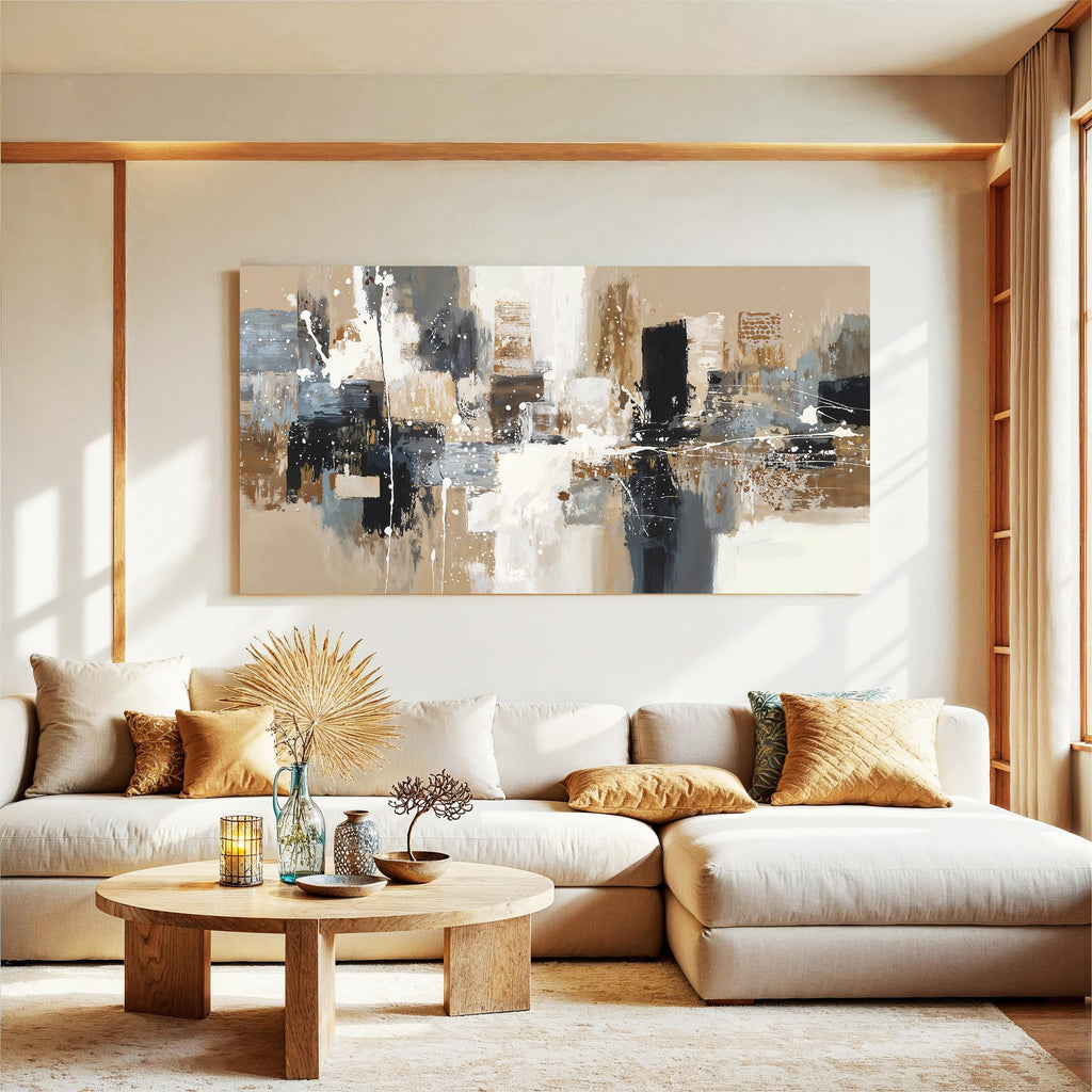 Black Abstract Canvas Wall Art Decor 20×40 Inch