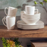 Amelia Court Porcelain Chip and Scratch Resistant Dinnerware set, Service for 4 (12pcs), White (Soft Square)