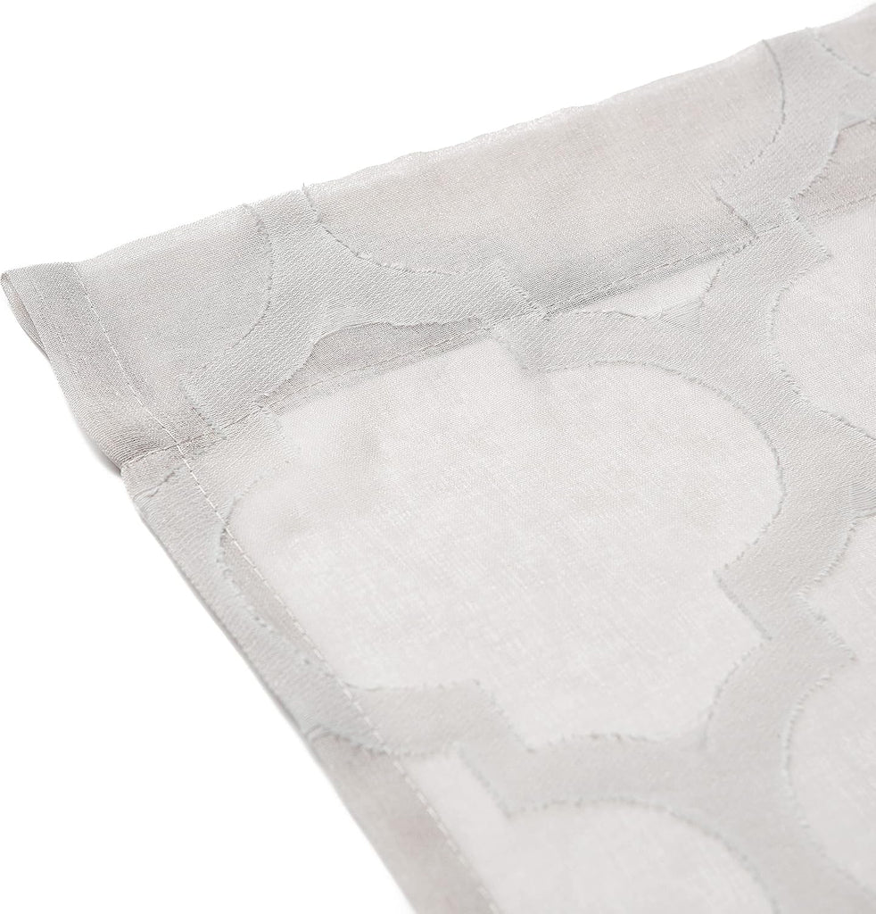 Premium Quatrefoil Voile Sheer Curtains - 2-Panel Light Filtering Curtains - 52" x 96" - Taupe