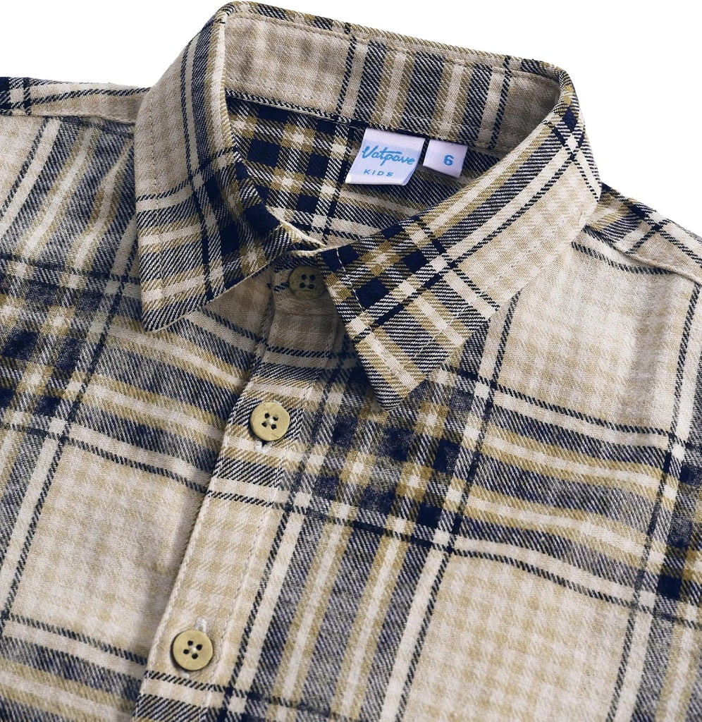 Boys Flannel Shirts Long Sleeve Button Down Plaid Shirt