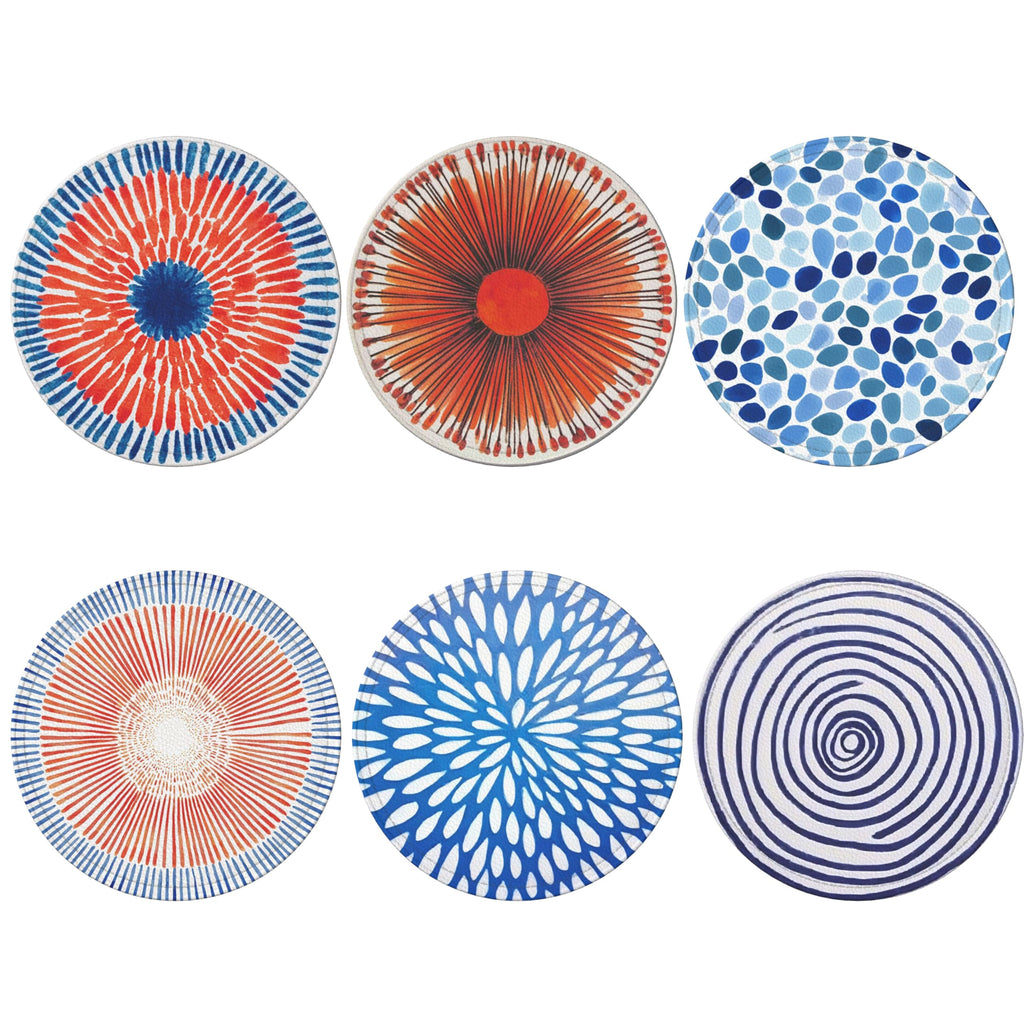 Mid Century Coasters Leather Round Drink Coasters 6 Pcs Set with Holderor for Cup Drink Coffee Table Bar Home Decor