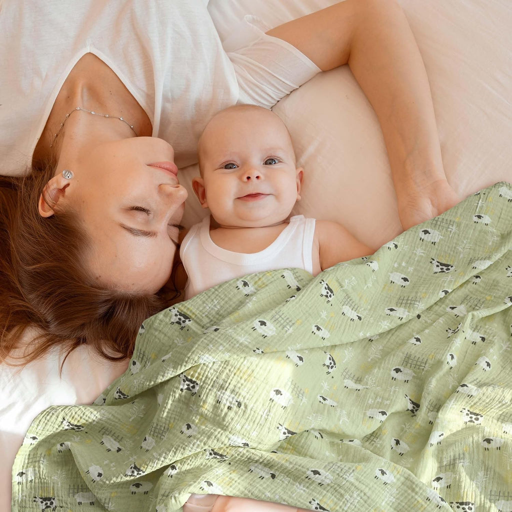Muslin Swaddle Blankets, 3 Pack Breathable Soft Receiving Blanket, Large 38 x 40 inches Swaddle Wrap