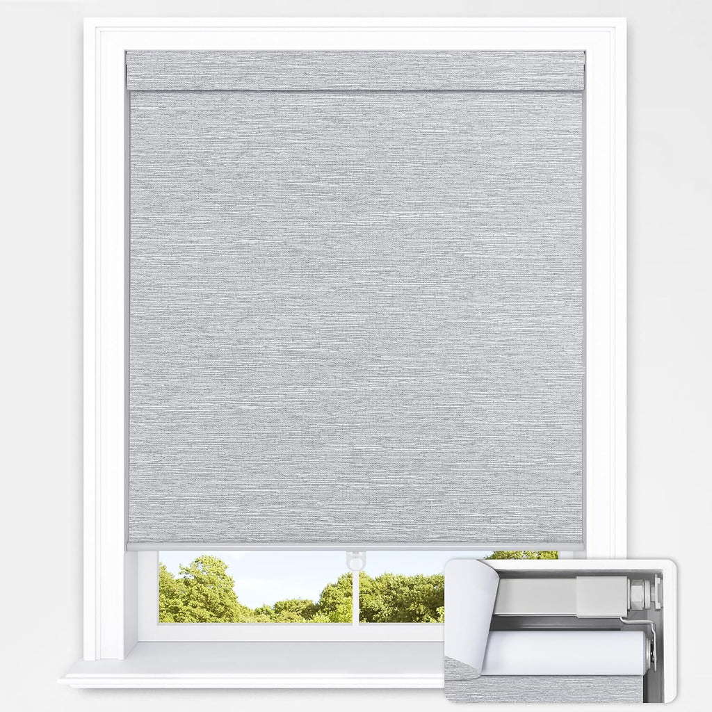 No Tools No Drill Cordless Blackout Roller Shades for Indoor - Grey