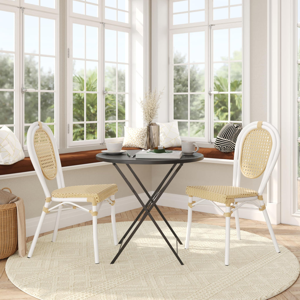 Aluminum Indoor/Outdoor Stackable Chair, Natural, 2-Pack