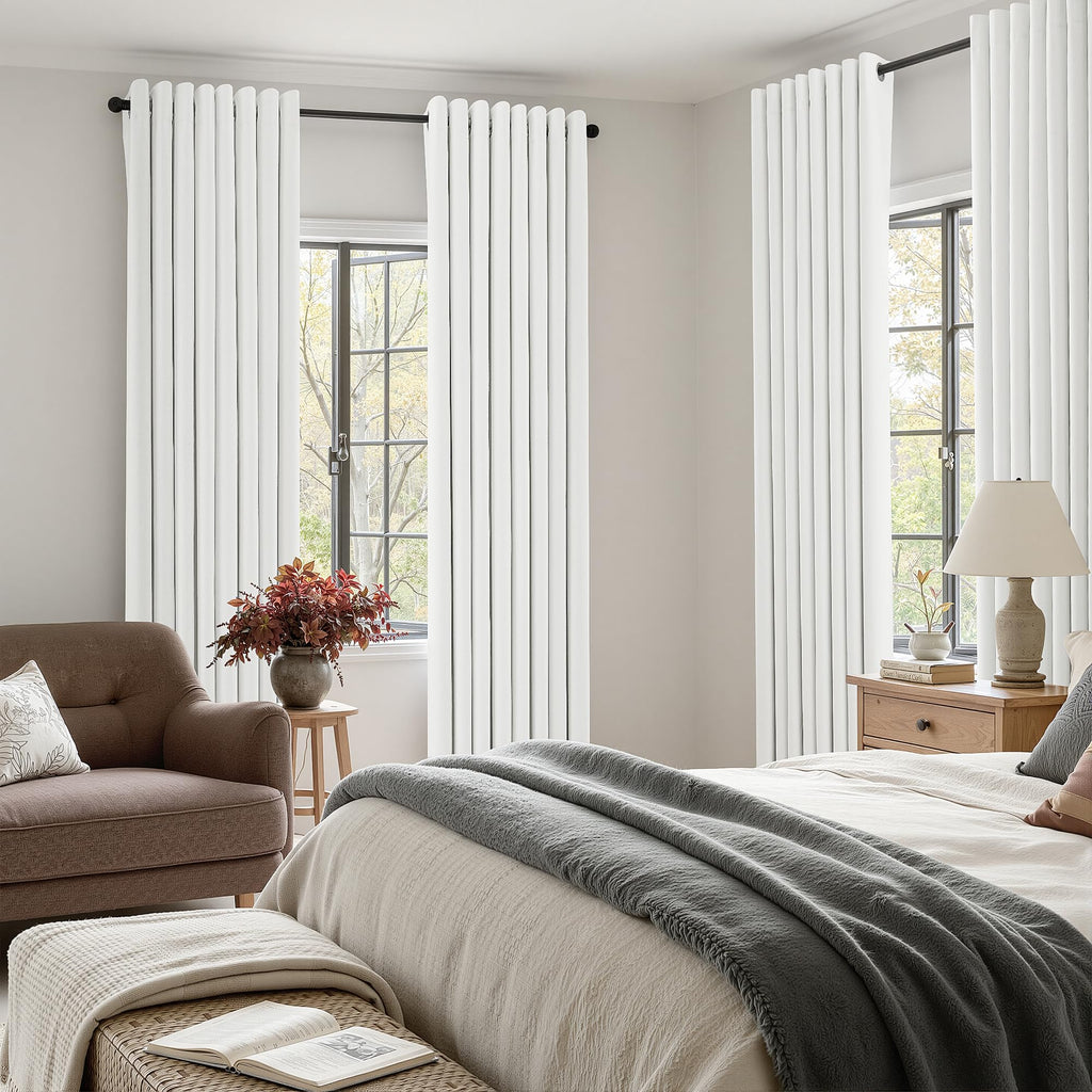 Ivory Linen Grommet Blackout Curtains 50 Inches Long