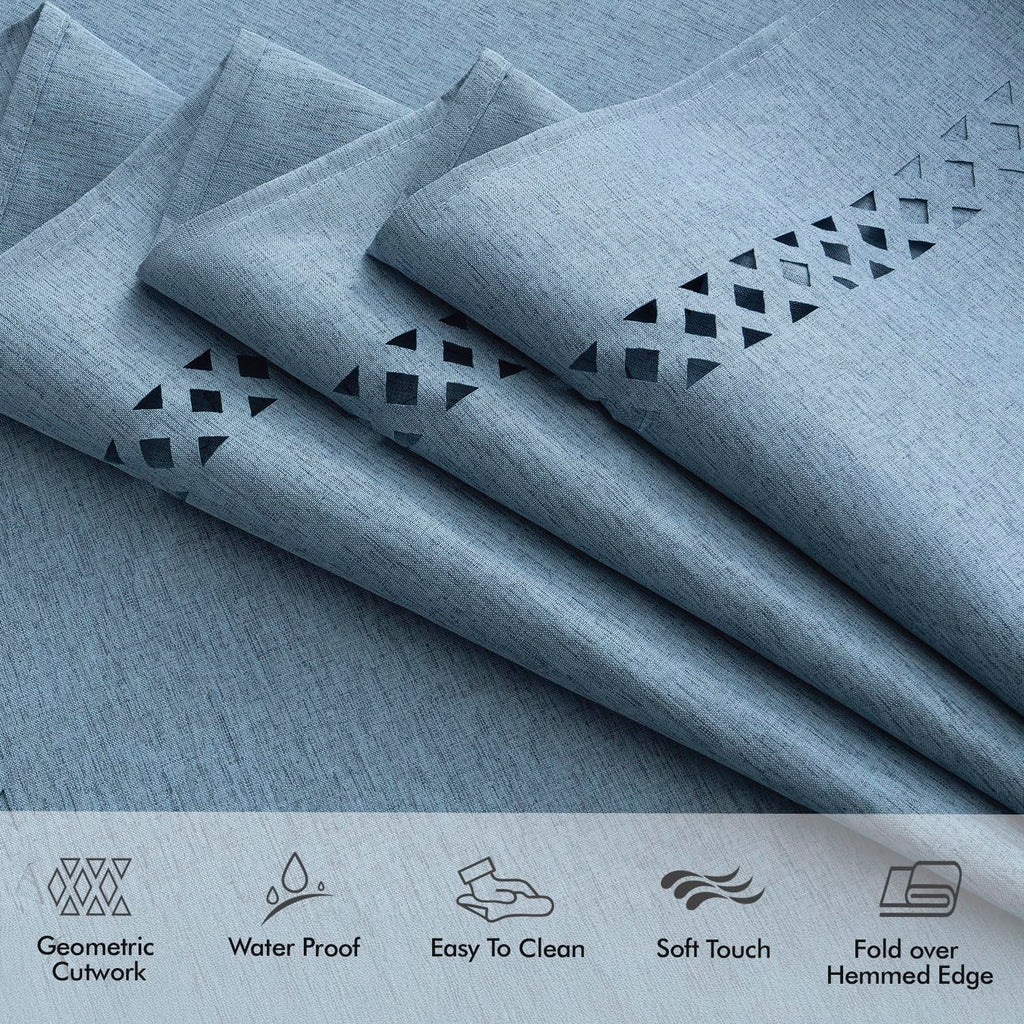 Dusty Blue Rectangle Tablecloth with Decorative Cutouts 52x70 Inch
