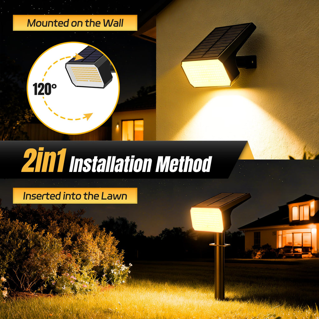 Solar Spot Lights Outdoor Waterproof, 4 Pack, 118 LED Warm White