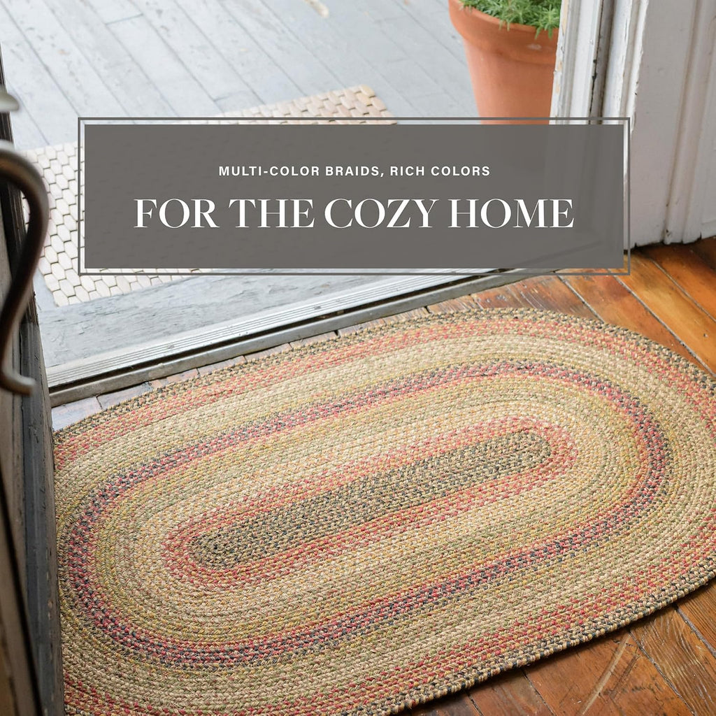 Kingston Oval Braided Rugs 20x30 - A Jute Braided Multi Colored Rug to Use, and Bathroom