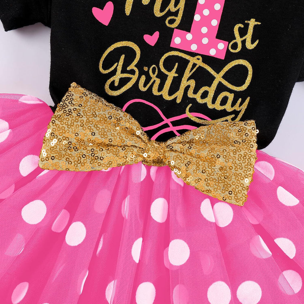 Baby Girls 1st 2nd Birthday Dress Polka Dots Tulle Tutu Cake Smash Summer Party Photo Props