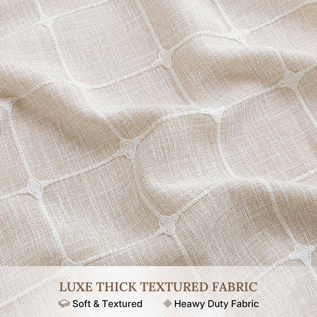 RiverDream Farmhouse No Hooks Shower Curtain with Snap-in Liner, Linen, 54x80