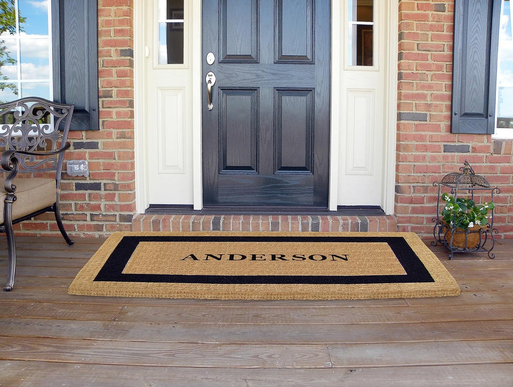 Personalized Doormat - Coco Coir Custom Door Mat - Personalize Your Family Name on Luxurious Thick 2" Coir Outdoor