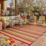 Outdoor Plastic Straw Rug Waterproof Patio 9x12 Red Orange Stripe Mat for Porch Camping RV Balcony D