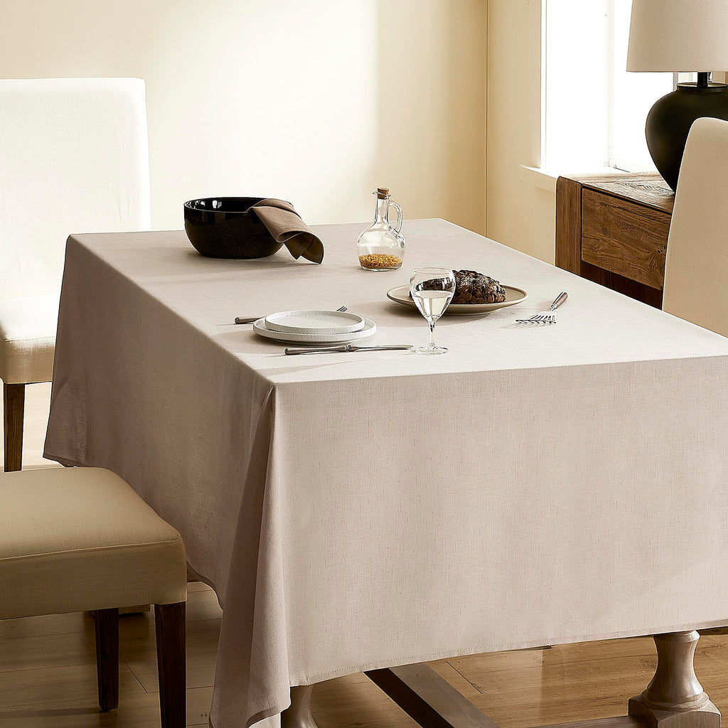 Beige Linen Table Cloths for Rectangle Tables Farmhouse Rustic Modern Neutral Fabric Oblong Tablecloth Rectangular