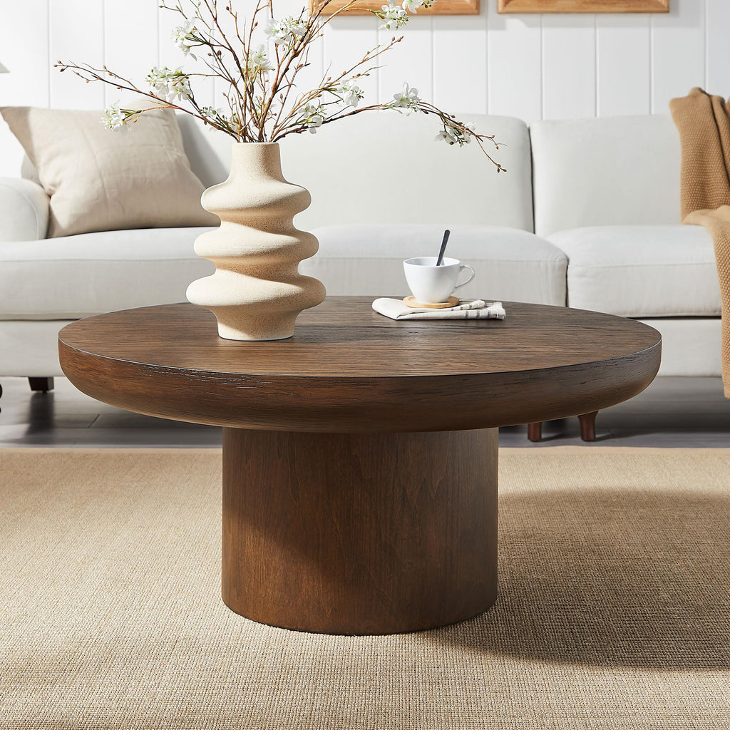 36" Round Coffee Table Solid Wood Coffee Table