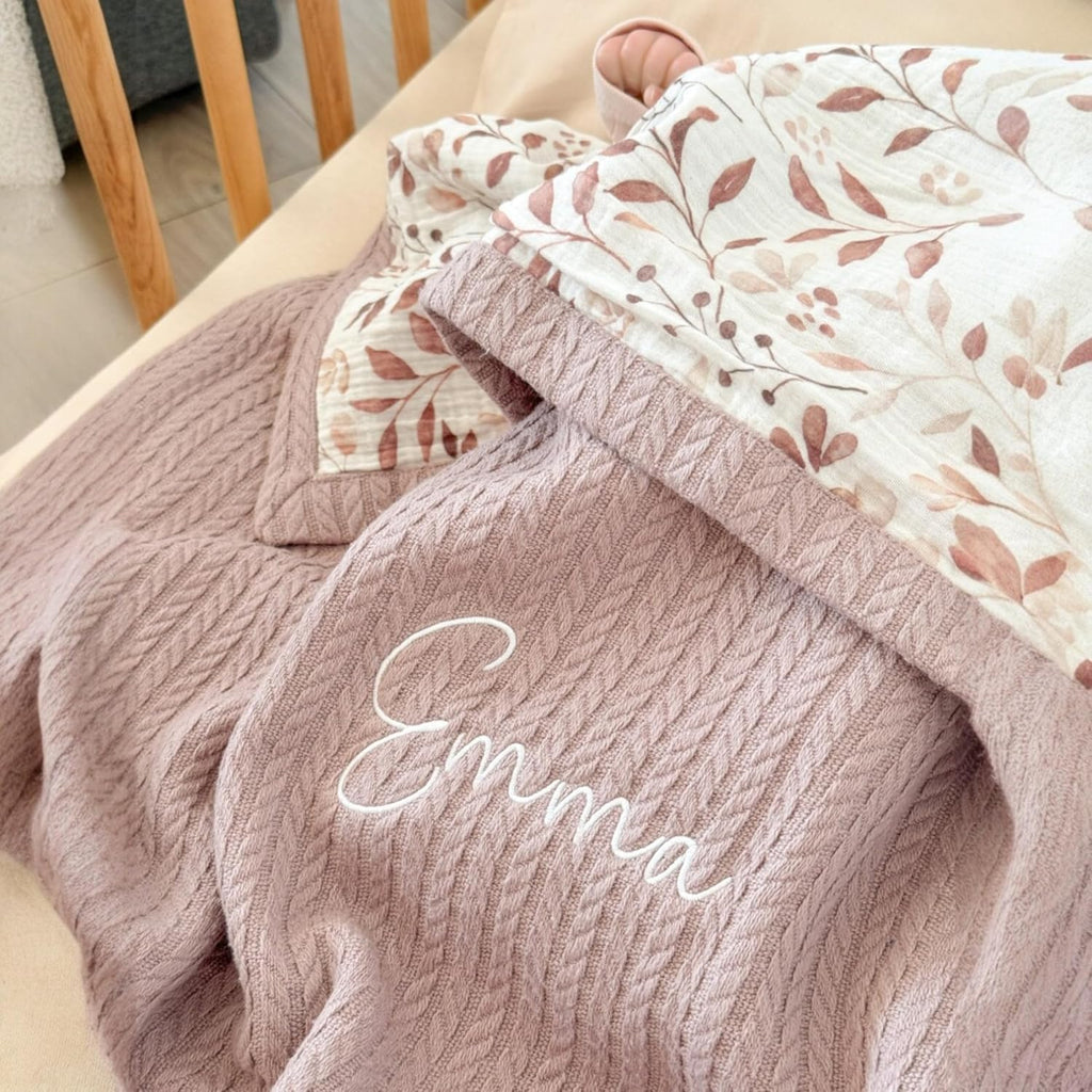 Blanket with Name - 100% Organic Cotton Newborn Gift | Custom Knit Blanket for Boys, Girls, Kids & Baby Showers