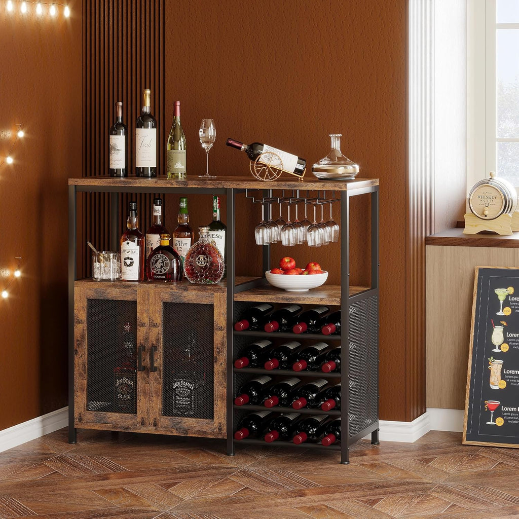 Bar Cabinet with Wine Rack, Liquor Cabinet , Wine Bar with Storage, Home Bar Furniture , Buffet Cabinet & Sideboard