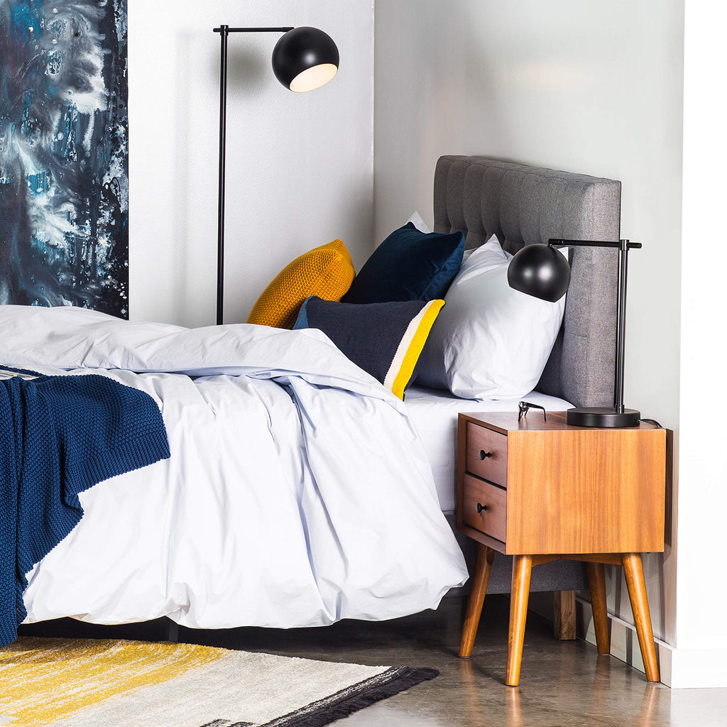 Dorsey Nightstand - Mid-Century Modern Nightstand - Solid Wood Bedside Table with 2 Drawers, Acorn Walnut Finish