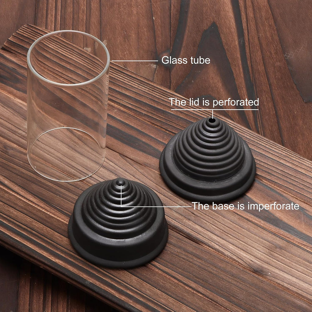 Hourglass Backflow Incense Burner Waterfall Incense Holder Bracket Glass Windproof Cover Provides 20 Counter Flow - Set of 25
